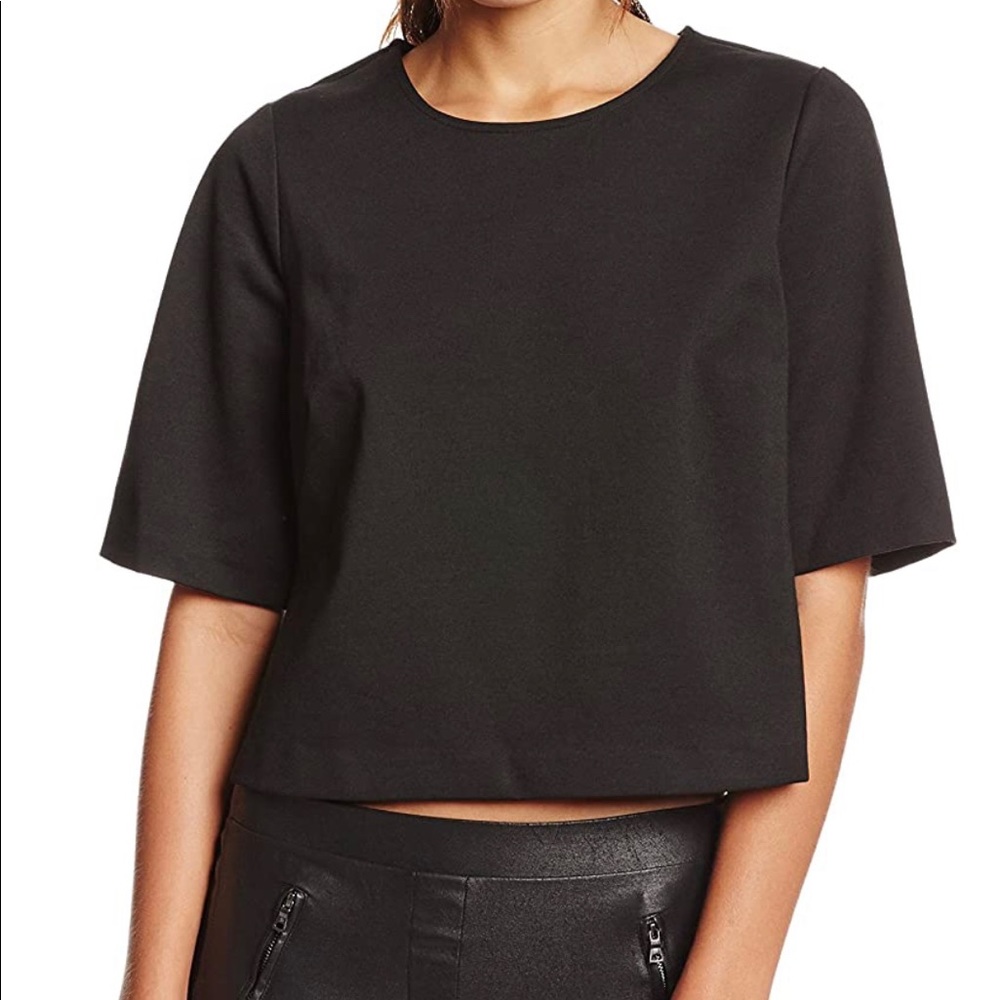 BCBGeneration Black Boxy Cropped Top- Back Zipper